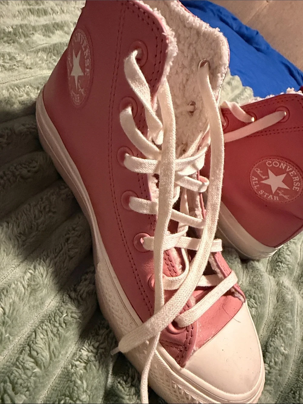 Converse Pink Platform High-Top Sneakers with Sherpa Lining